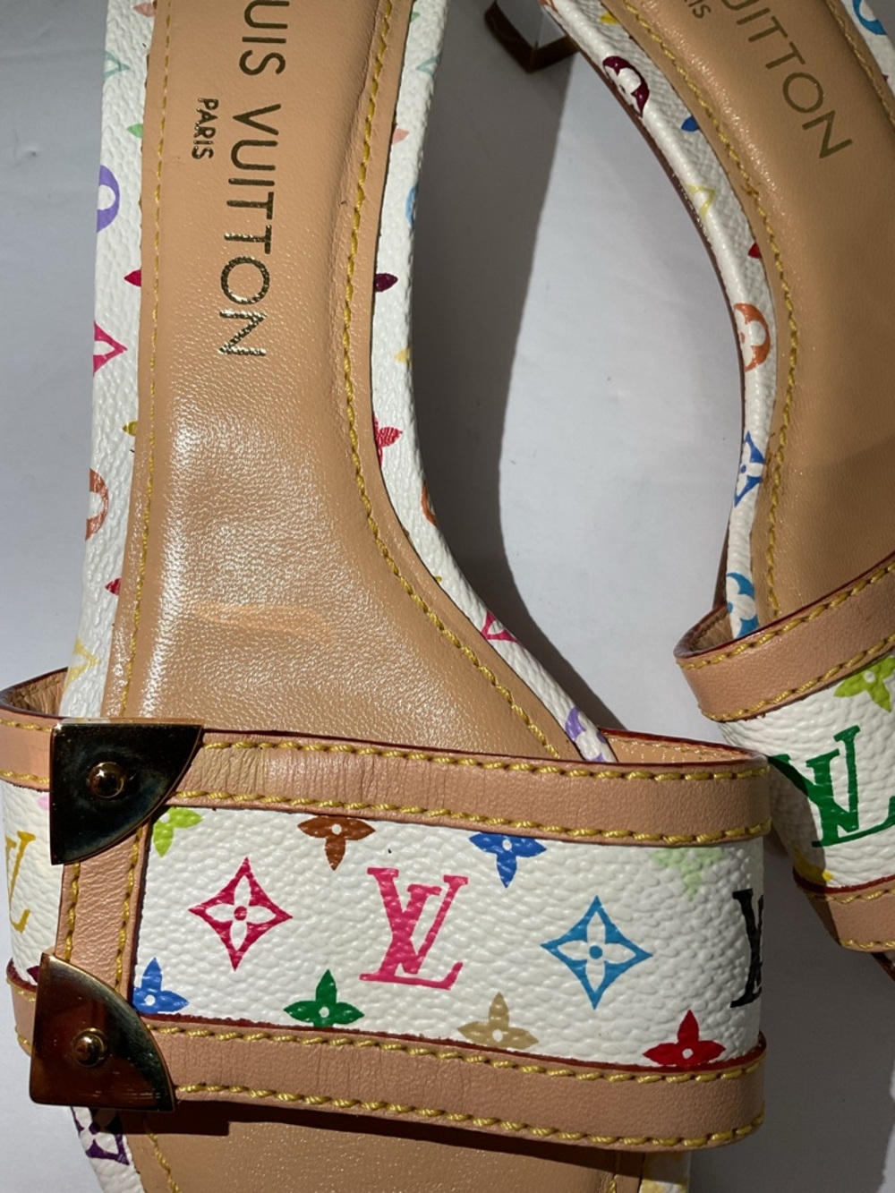 Louis Vuitton Sandals Murakami Kitten Heel Size 36.5 - Picture 12 of 14